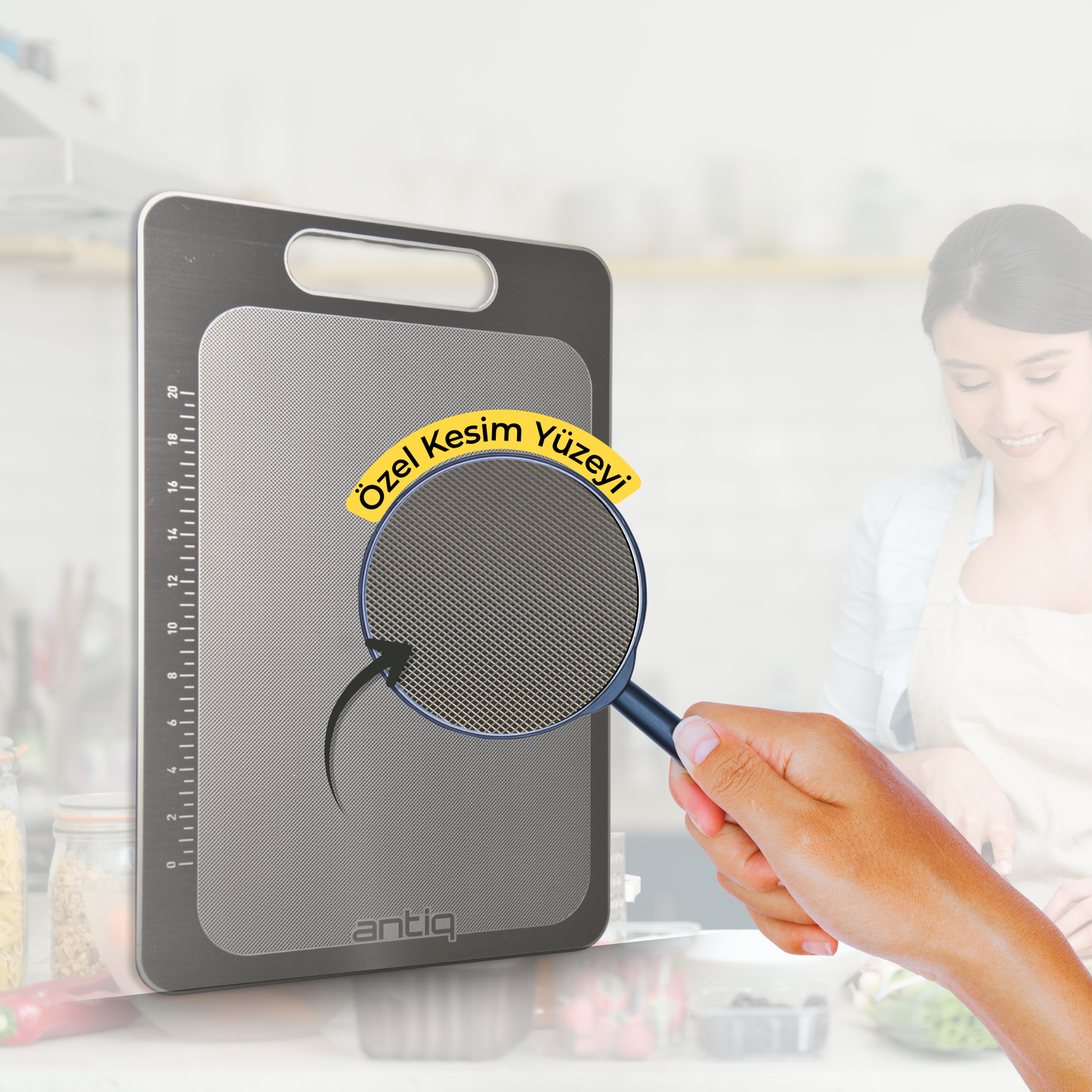 Antiq Lyna Kesme Tahtası - Paslanmaz Çelik