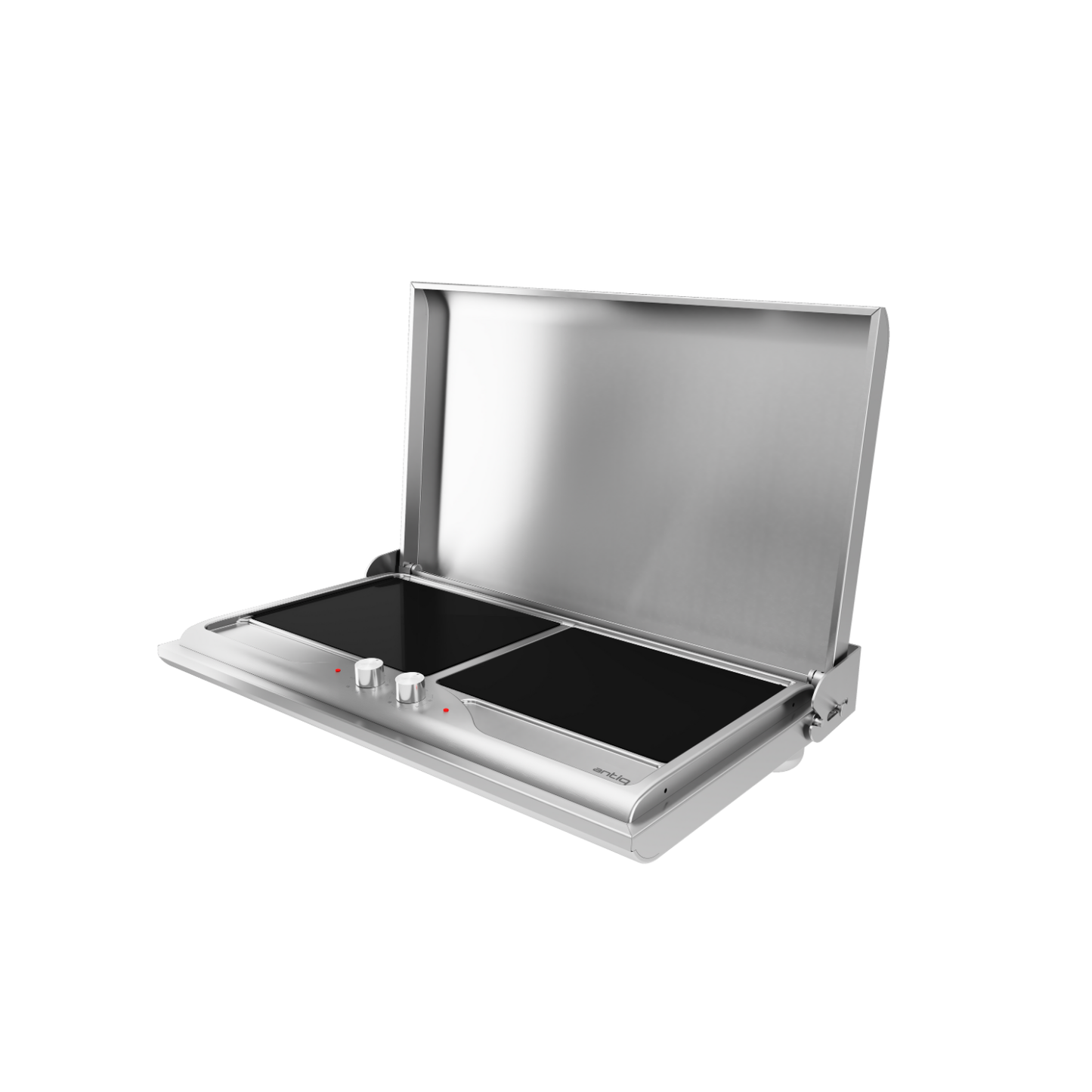 Antiq Savor Elektrikli Cam Barbekü - Çiftli - Düz+Düz Cam - Sliver Inox (76,5 cm)